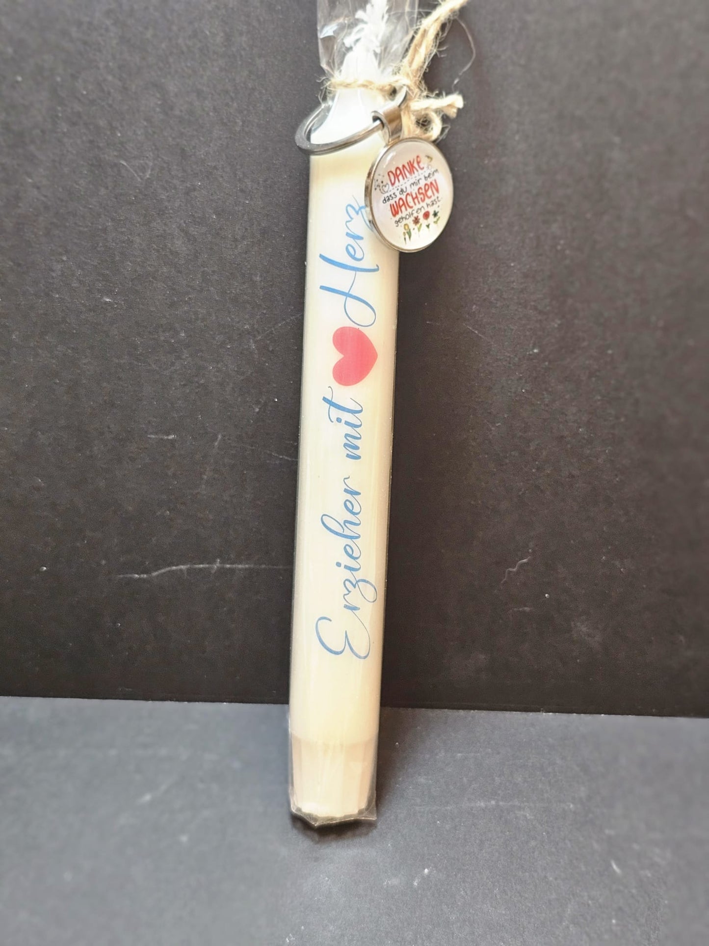 Stabkerzen mit Anhänger und Spruch