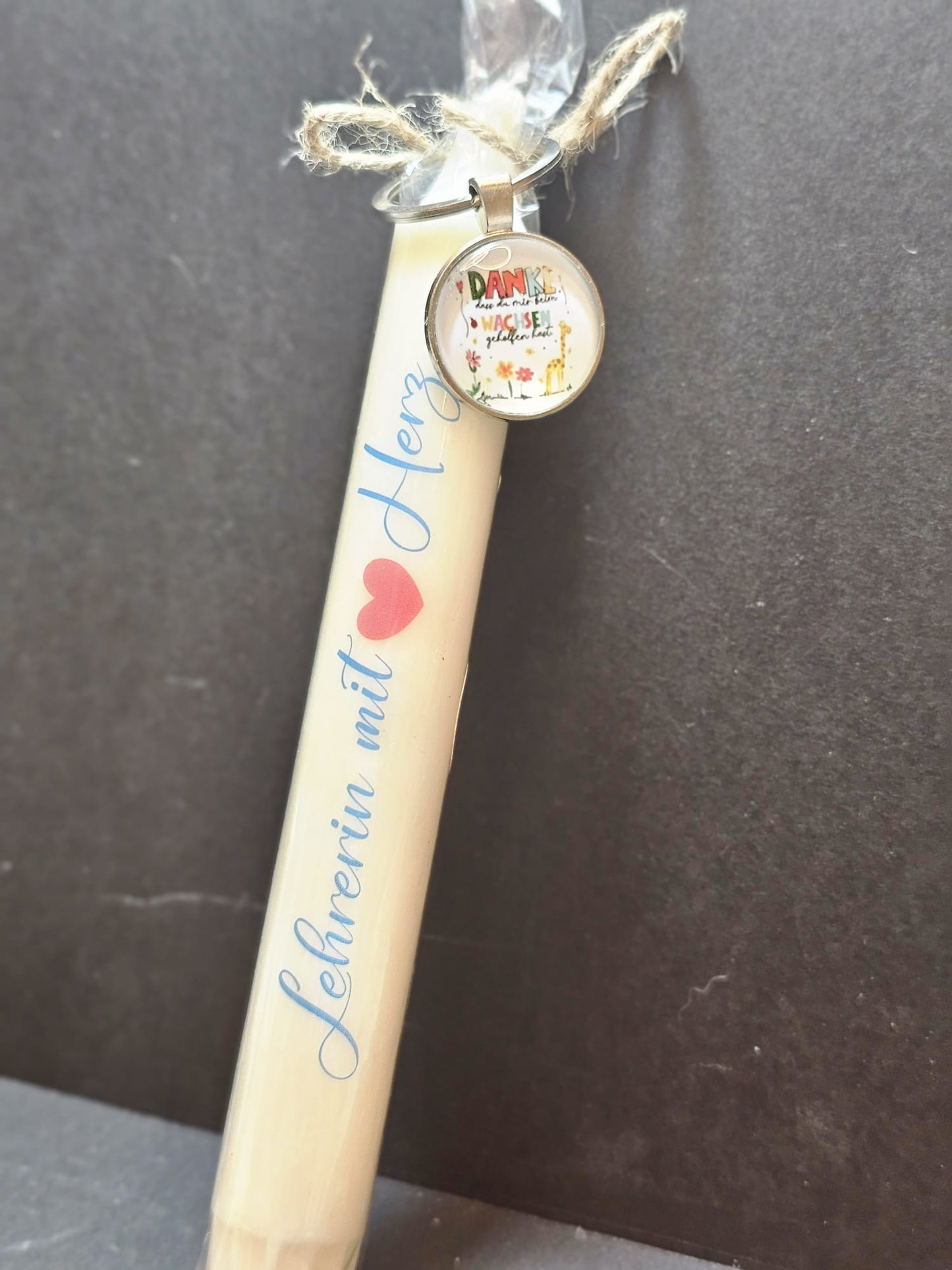 Stabkerzen mit Anhänger und Spruch