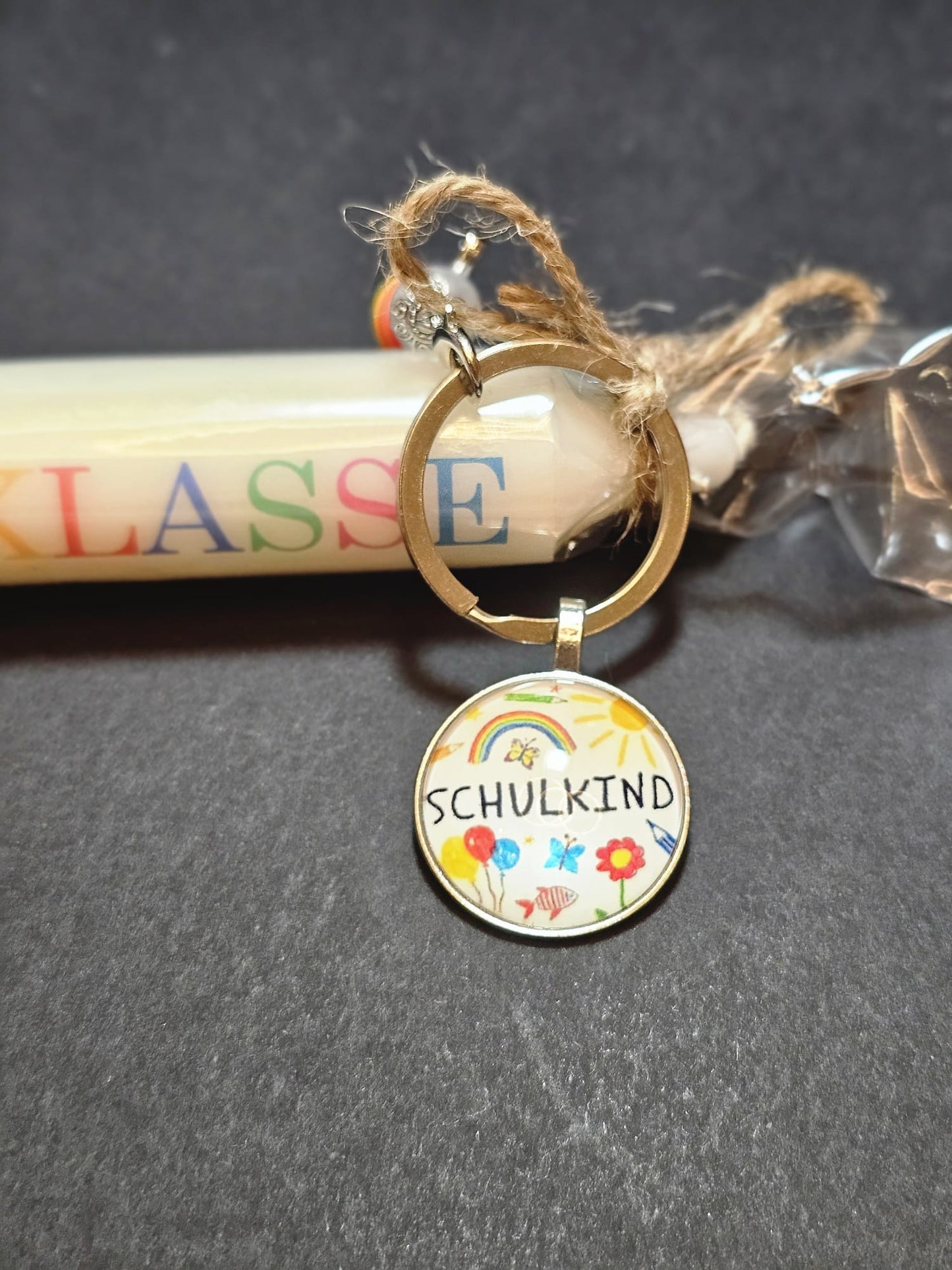 Stabkerzen mit Anhänger und Spruch